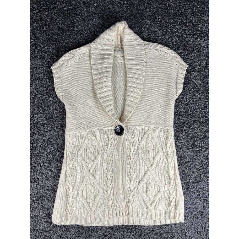 Fisherman Out Of Ireland Wool Cashmere Blend Single Button Sweater Womens Small